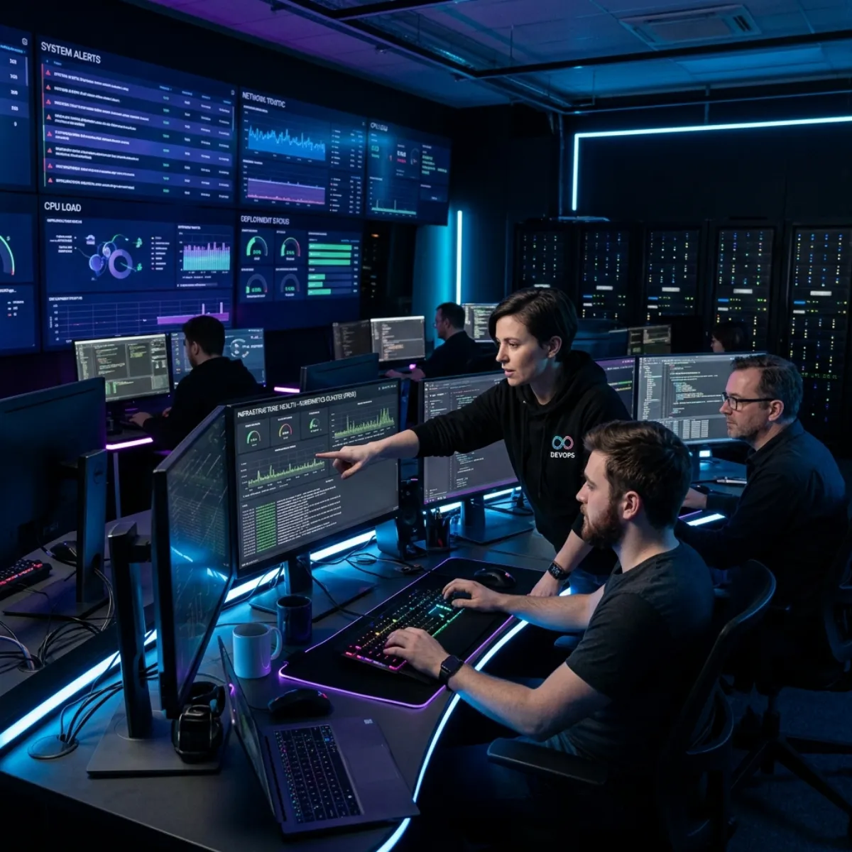 Certified Linux server management engineers monitoring enterprise infrastructure 24/7